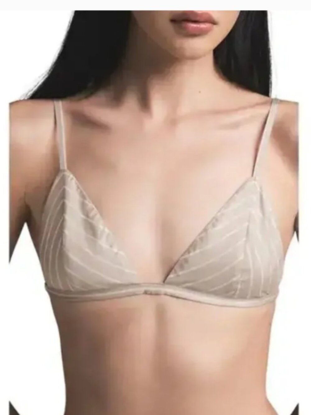 SKIMS Cotton Poplin Triangle Bralette Stone Stripe XL – Lightweight 100% Cotton